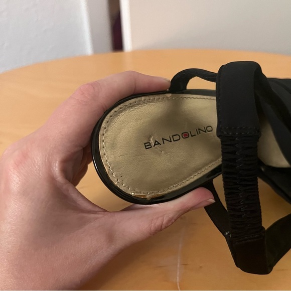 Bandolino Heeled Sandals Black Stretchy Strappy 3.5 inch heel 10 - Picture 3 of 9